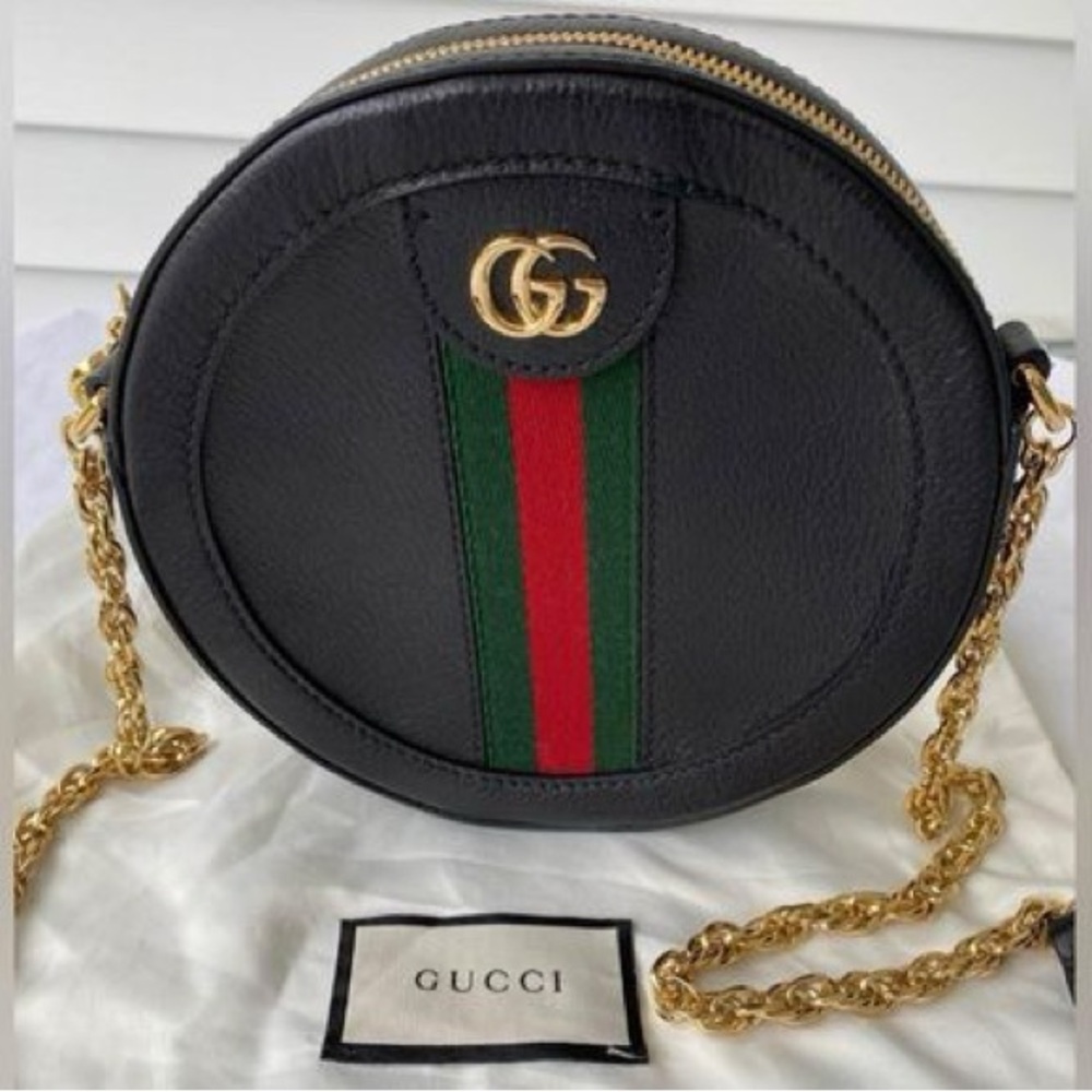 Gucci Ophidia Mini Round Shoulder Bag Black